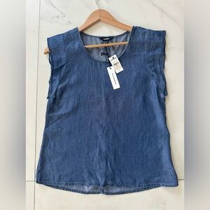 NWT Express 100% lyocell denim colored blouse